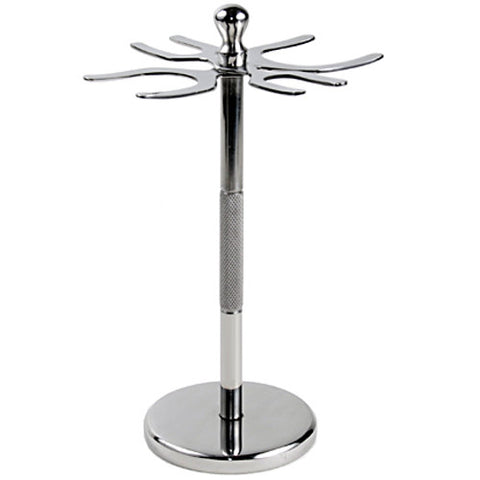 Stainless Steel 4-Prong Razor and Brush Shaving Stand - Holds 2 Razors and 2 Brushes - Prohibition Style
